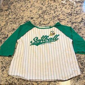 Oregon Duck Softball 3/4 Sleeve Pinstripe Shirt Sz M